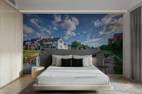 The wallpaper for walls being admired in a home.

