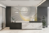 A detail of the architectural lines and tones in the design.

