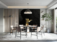 A detail shot of the flowing lines in the wallpaper.

