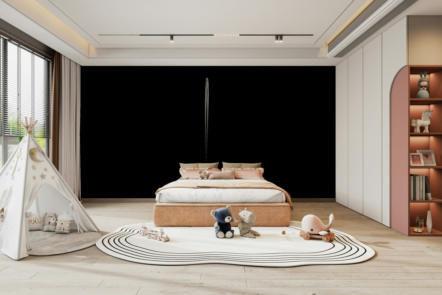 The wallpaper for walls being admired in a home.

