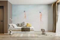 A living room featuring the coastal wall mural.

