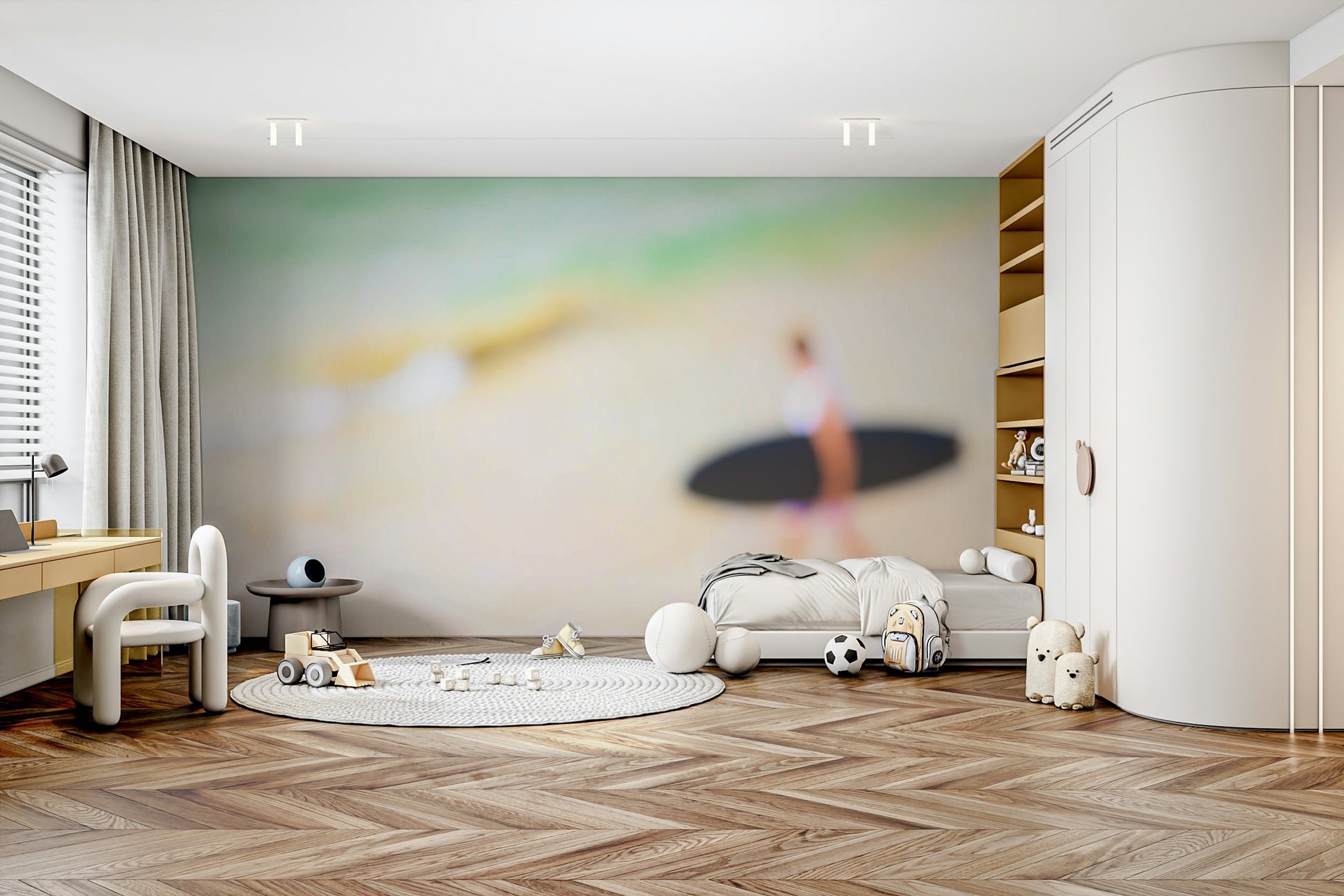 The peel and stick wallpaper showing realistic water.

