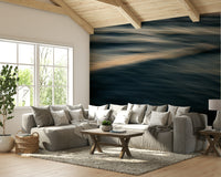 A calming water movement wallpaper mural that defines a space.


