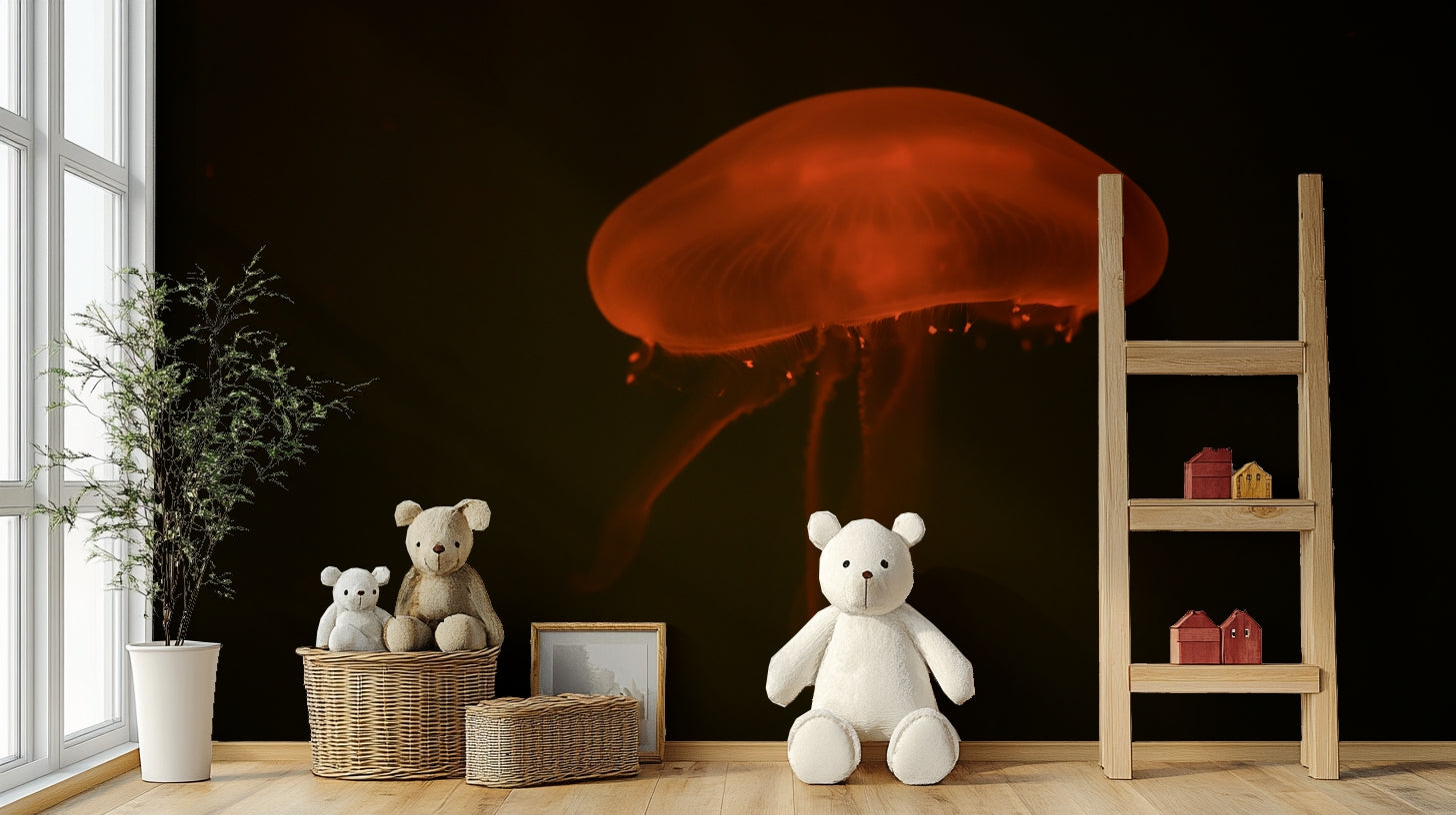 A graceful ocean scene wall mural in cool, natural tones.

