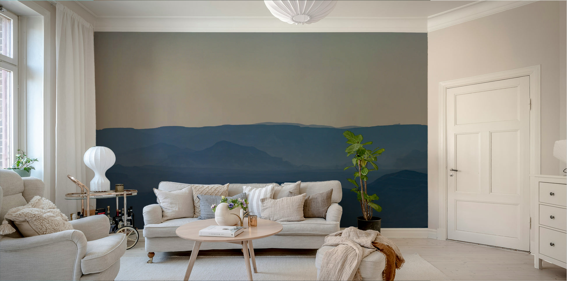 A beautiful desert sunrise wallpaper mural over Ramon Crater.

