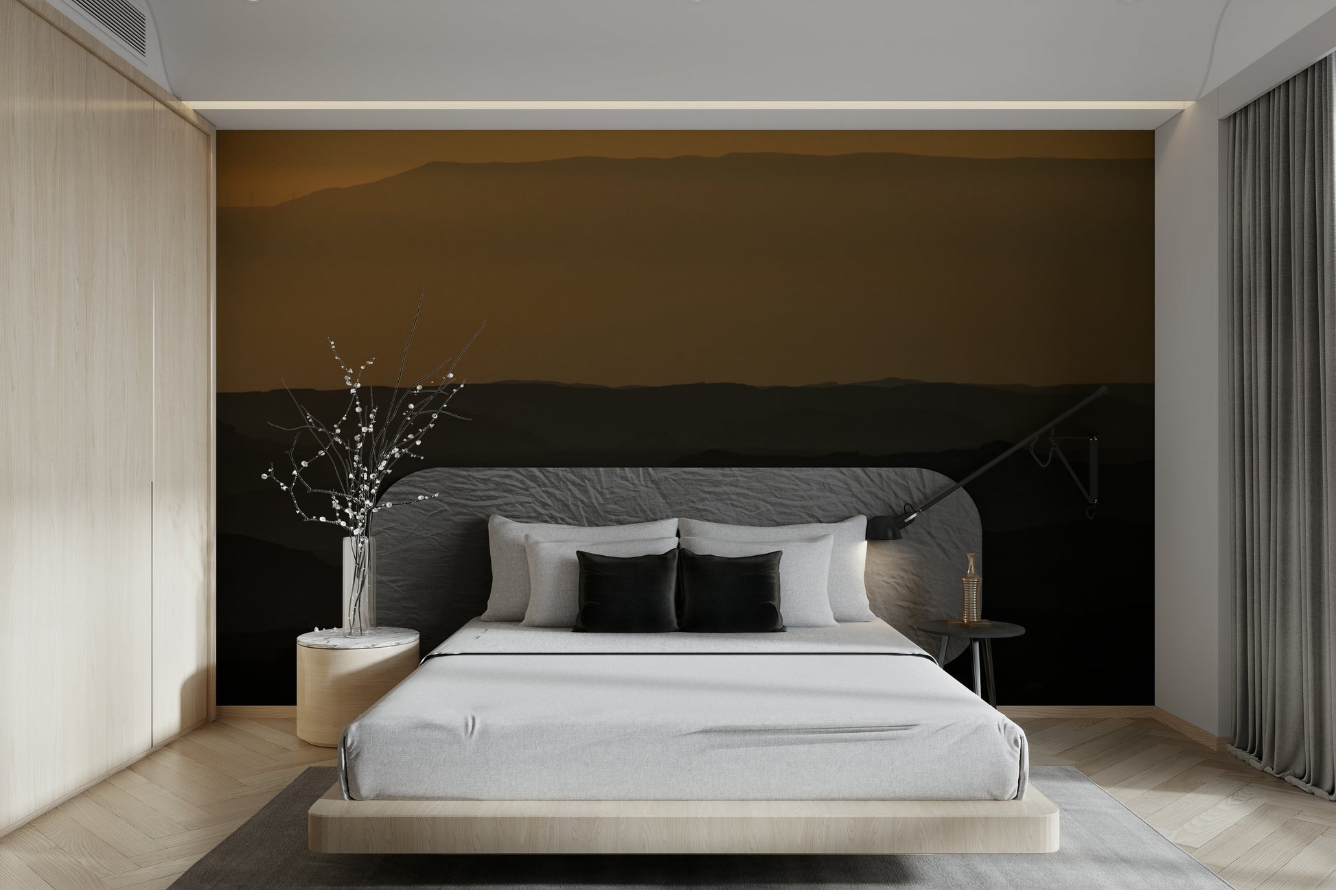 A beautiful panoramic wall mural for a living room.

