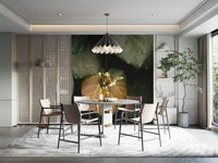 A living room featuring the winter leaves wall mural.

