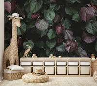 An angled shot of the mural's gentle color palette.

