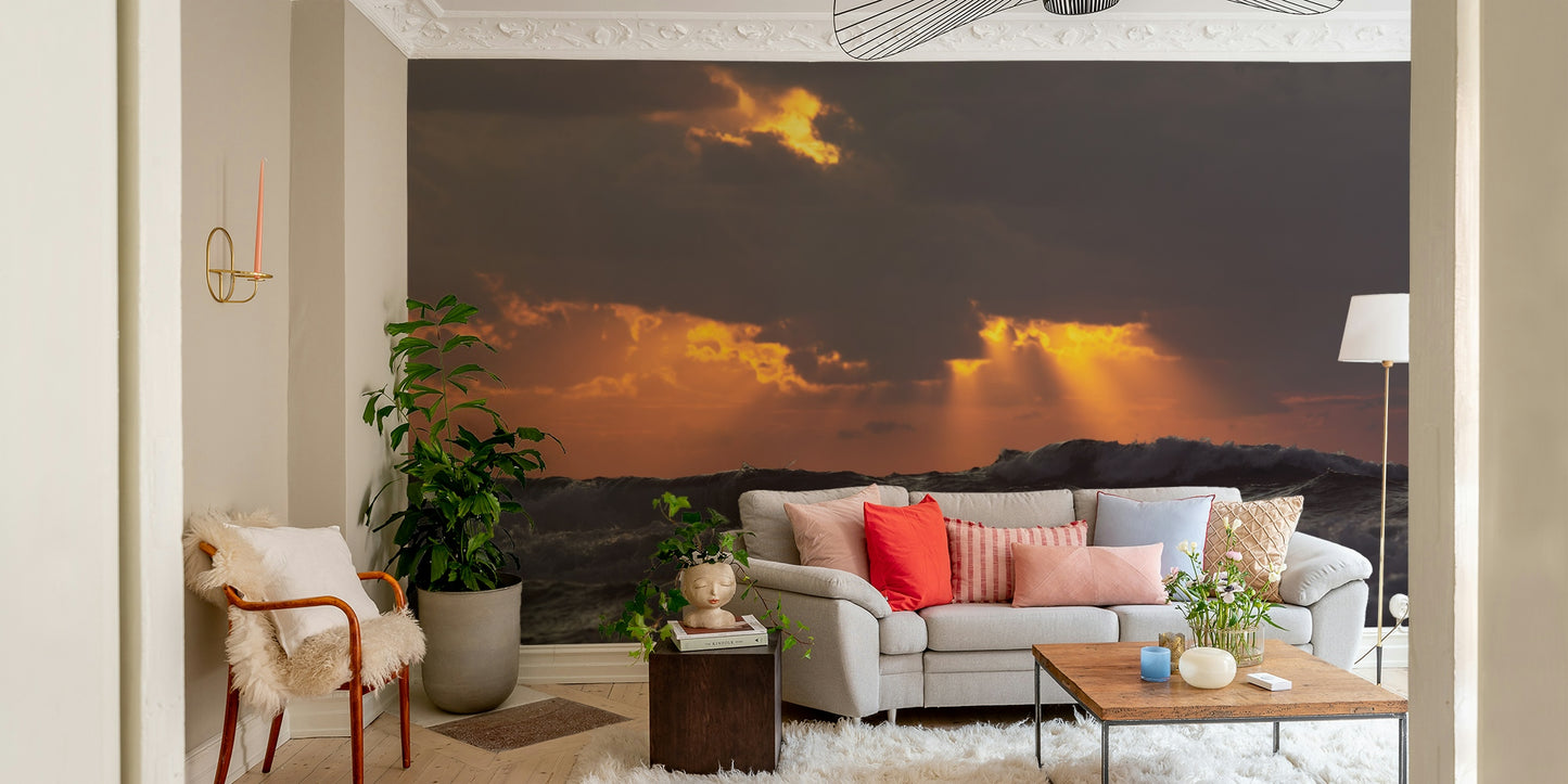 A living room featuring the dialog wall mural.

