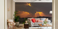 A living room featuring the dialog wall mural.


