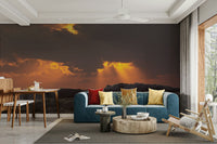 A beautiful serene abstract wall mural with flowing lines.

