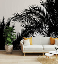 The wallpaper is used as a feature wall in a bedroom.

