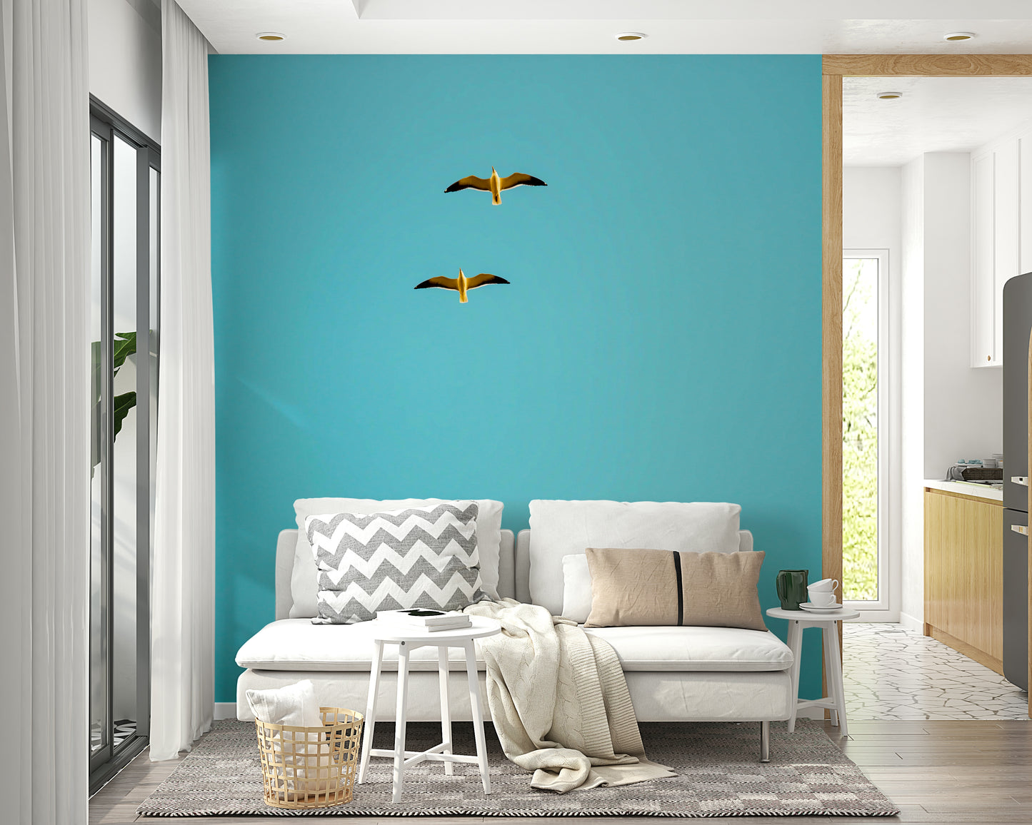 A close-up of the ocean water hitting the rugged rocks.

