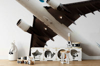 The peel and stick wallpaper showing realistic landscape textures.

