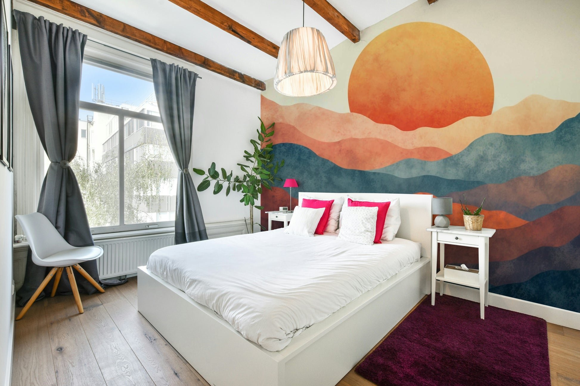 The wallpaper for walls being admired in a home.