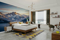 An angled shot of the mural's gentle color palette.