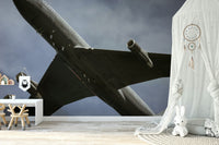 A high-angle view of the wall mural in a large space.