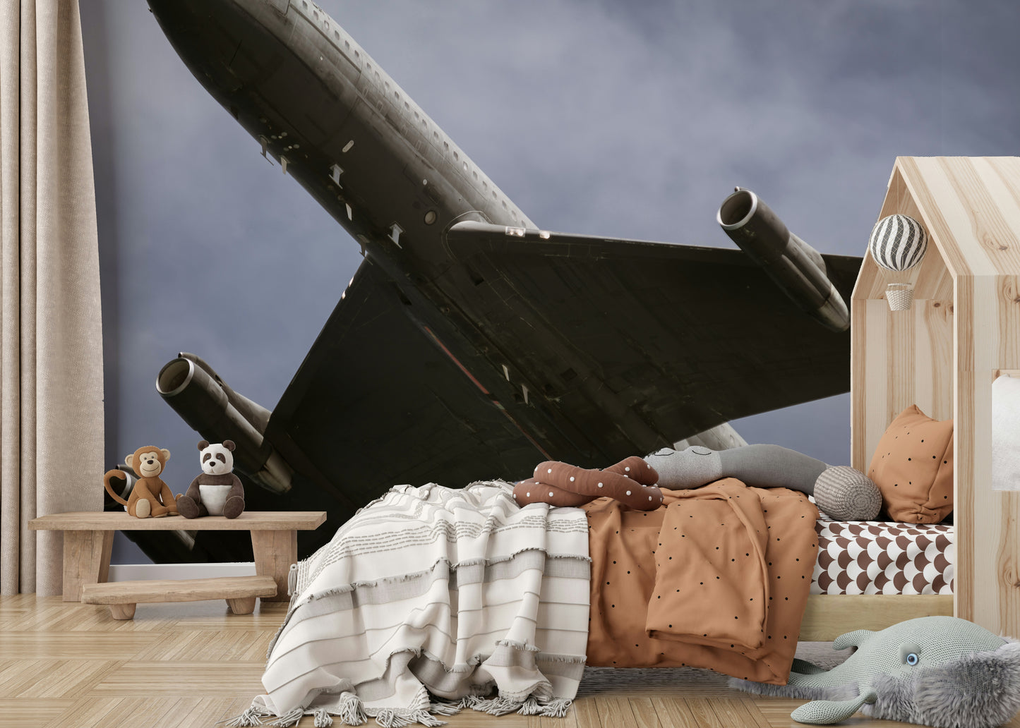 A close-up of the textured details on the plane's exterior.