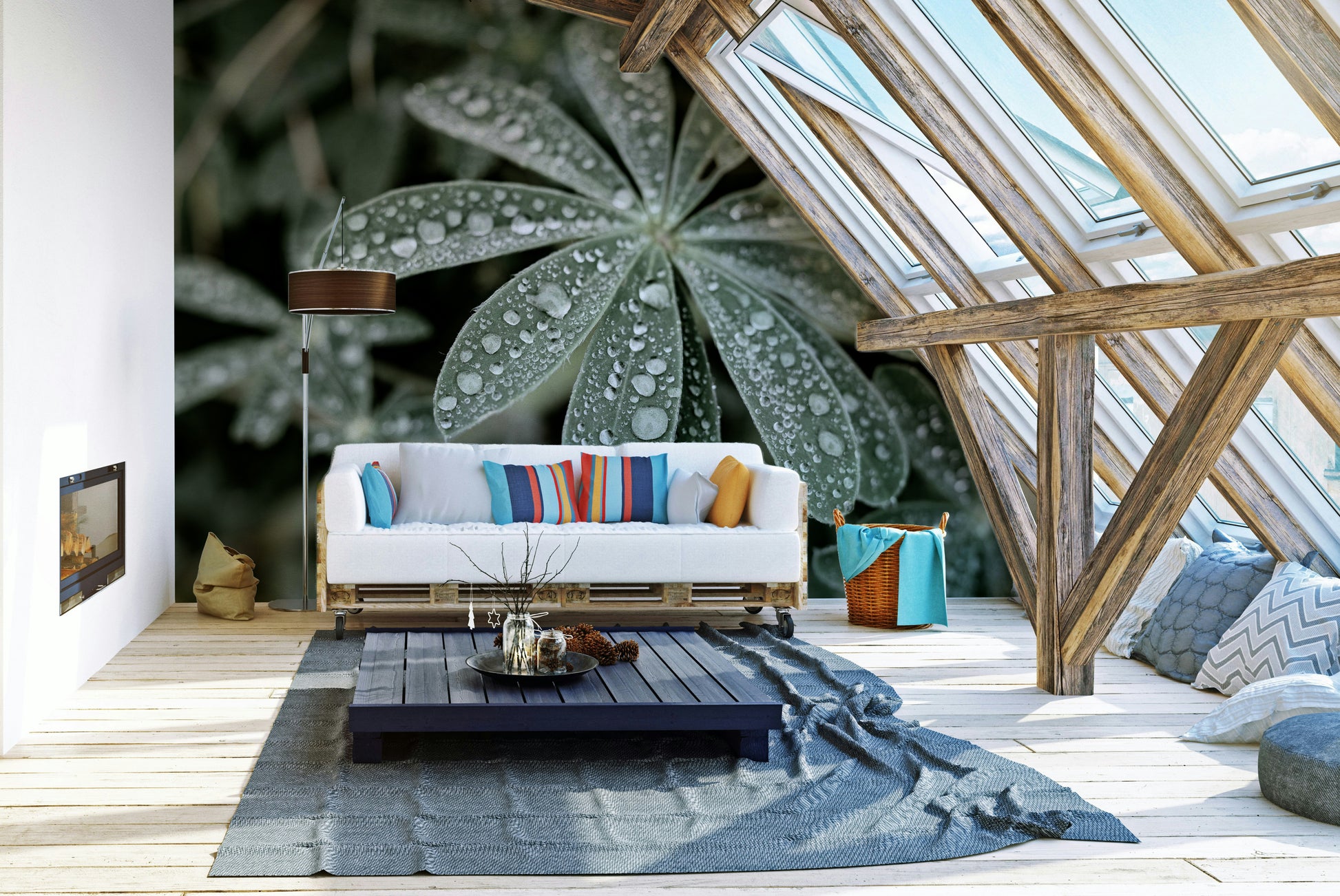 A beautiful serene field of blue lupine flowers.