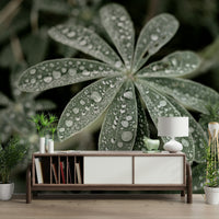 An angled shot of the mural's gentle color palette.