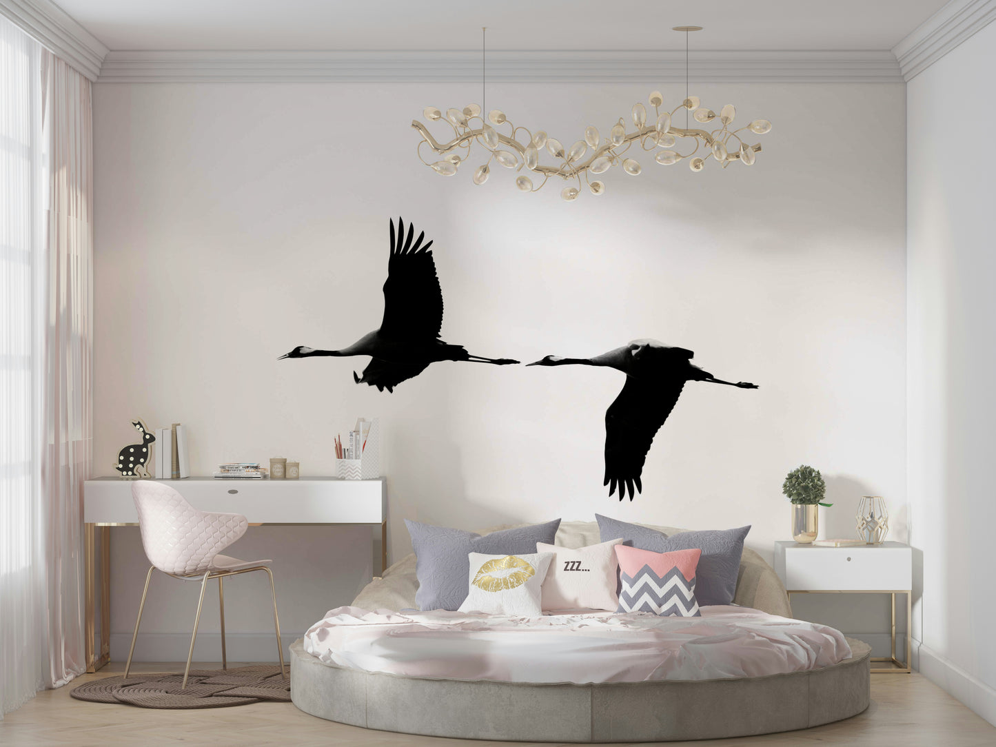 A beautiful graceful crane bird wallpaper mural.

