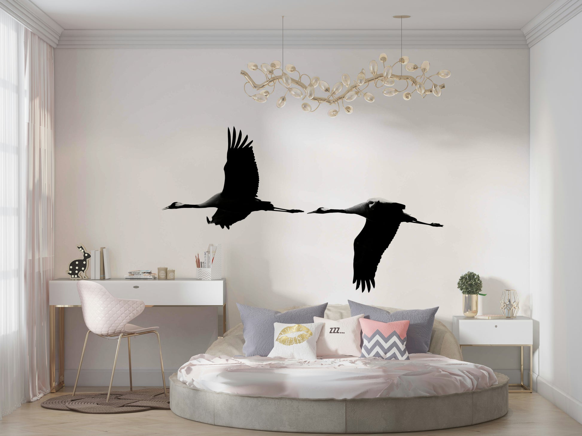 A beautiful graceful crane bird wallpaper mural.

