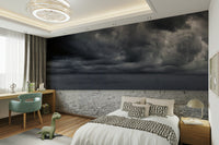 A beautiful wide-angle wall mural of the sea.

