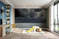 An artistic coastal landscape mural for home decor.

