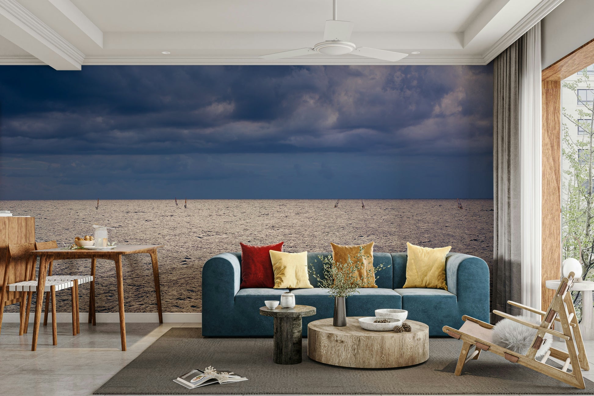 A contemplative rocky shoreline wallpaper mural for a feature wall.

