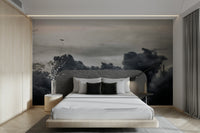 A graceful subtle cloud wall mural in majestic tones.

