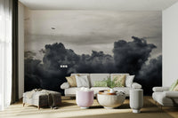 A beautiful dramatic sky wallpaper mural over dark clouds.

