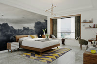 A beautiful high-altitude view wall mural for a living room.

