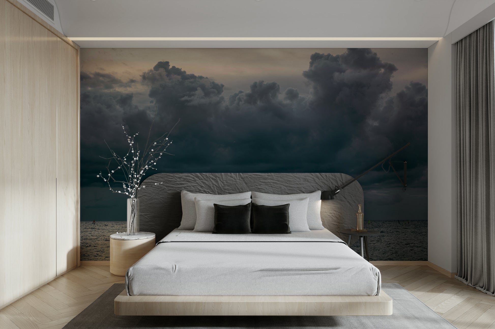 A beautiful wide-angle wall mural of the sea.

