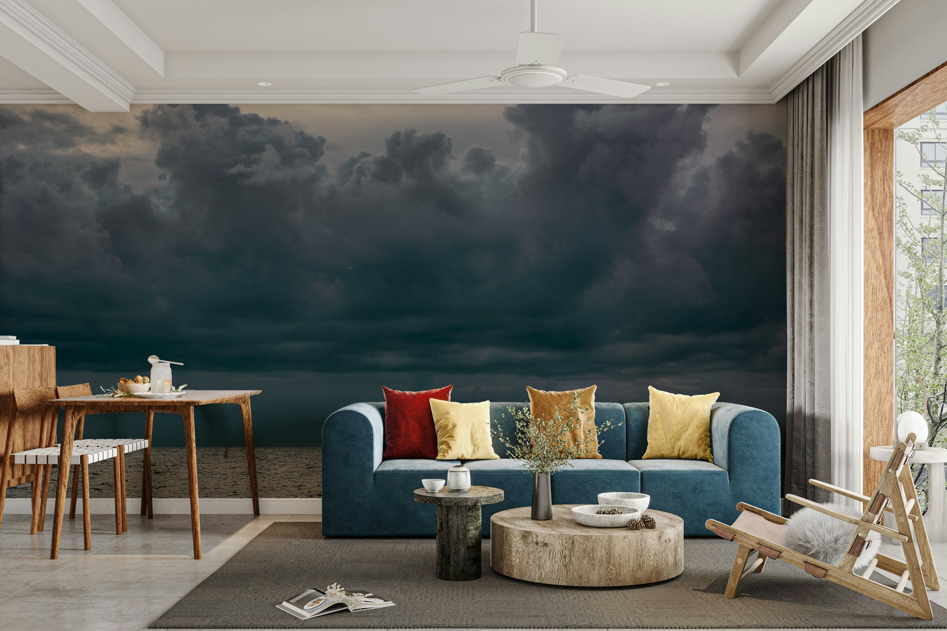 A contemplative rocky shoreline wallpaper mural for a feature wall.

