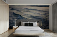 A calming water movement wallpaper mural that defines a space.

