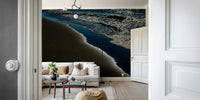 An artistic coastal landscape mural for home decor.

