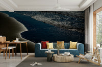 A contemplative rocky shoreline wallpaper mural for a feature wall.

