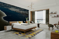 A calming ocean wave wallpaper mural that defines a space.

