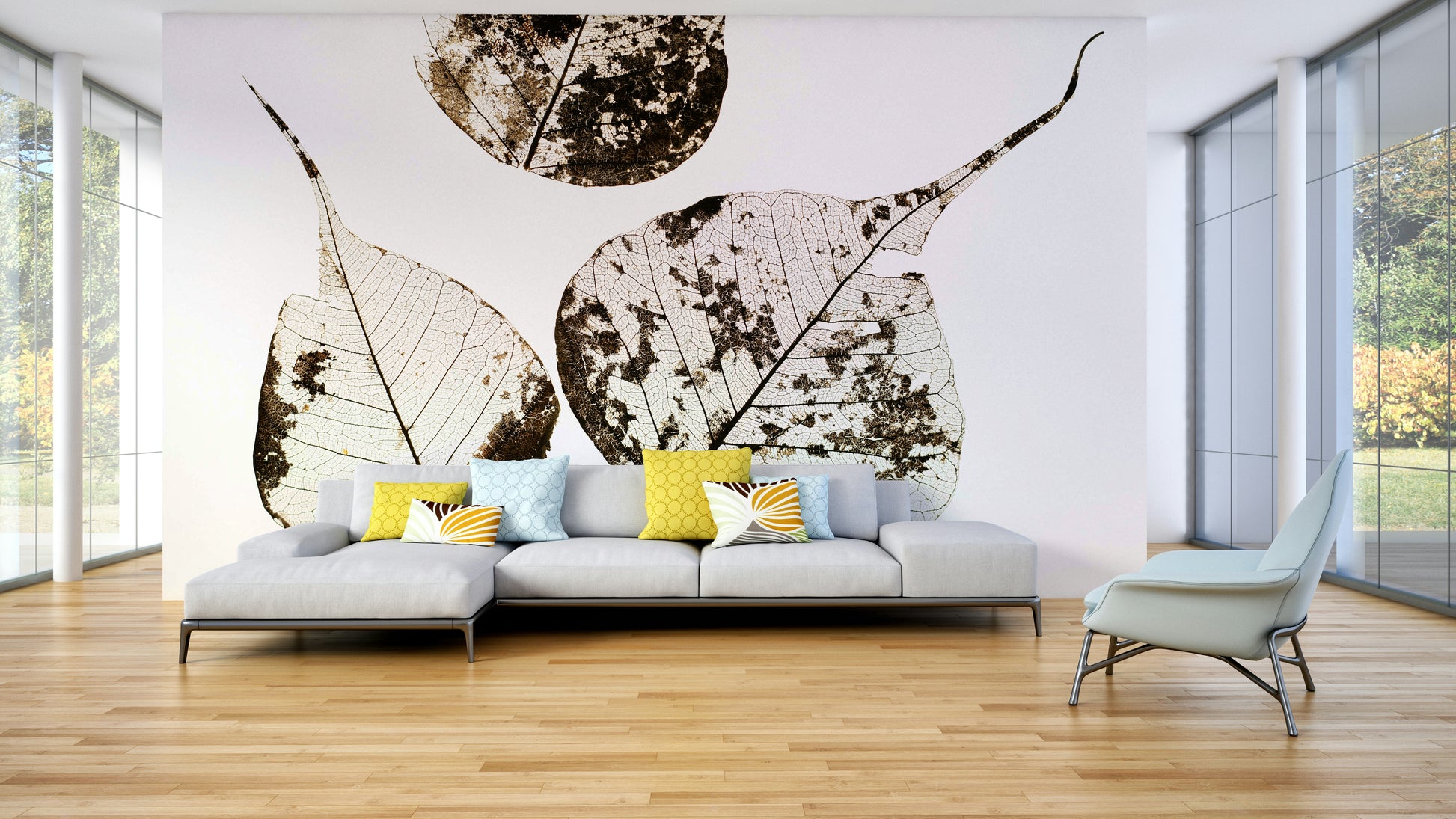 An artistic fall colors mural for home decor.


