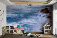 A contemplative rocky shoreline wallpaper mural for a feature wall.

