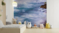 An artistic coastal landscape mural for home decor.

