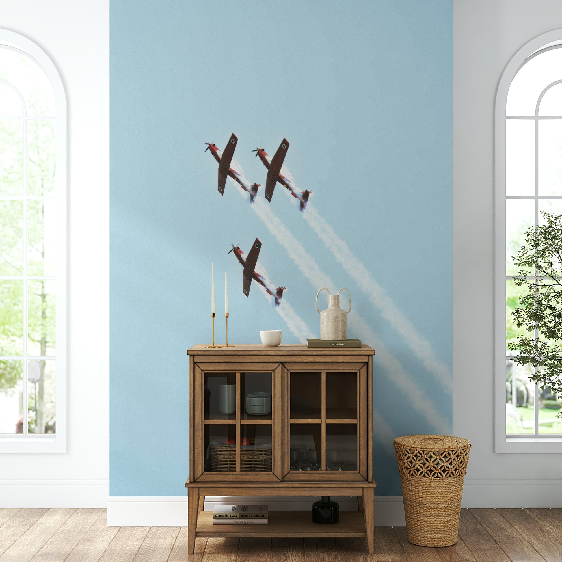 A classic aviation theme wallpaper for walls.


