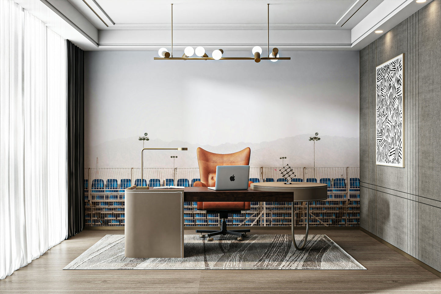 An artistic nature landscape mural for home decor.

