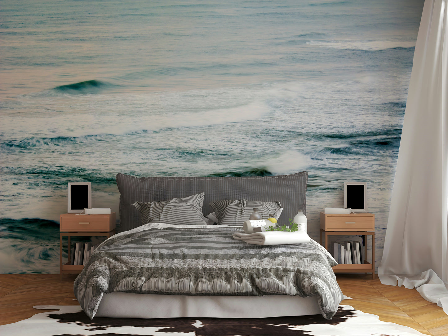 A classic fishing boat wallpaper for walls.

