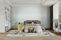 A calming abstract wave wallpaper mural that defines a space.


