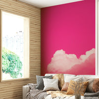 A beautiful pink cloudscape wallpaper mural for a modern home.

