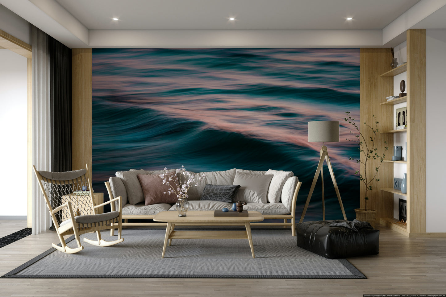 An artistic nature seascape mural for home decor.

