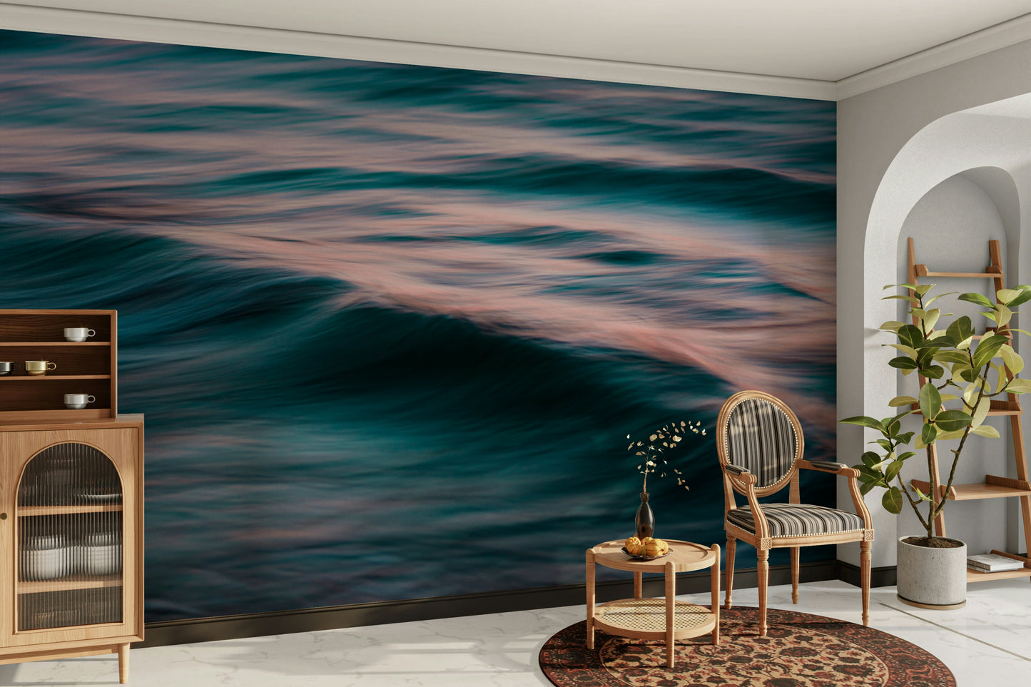 A beautiful abstract wave wallpaper mural for a modern home.


