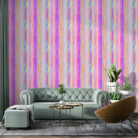 A cheerful striped pattern wall mural for playful decor.

