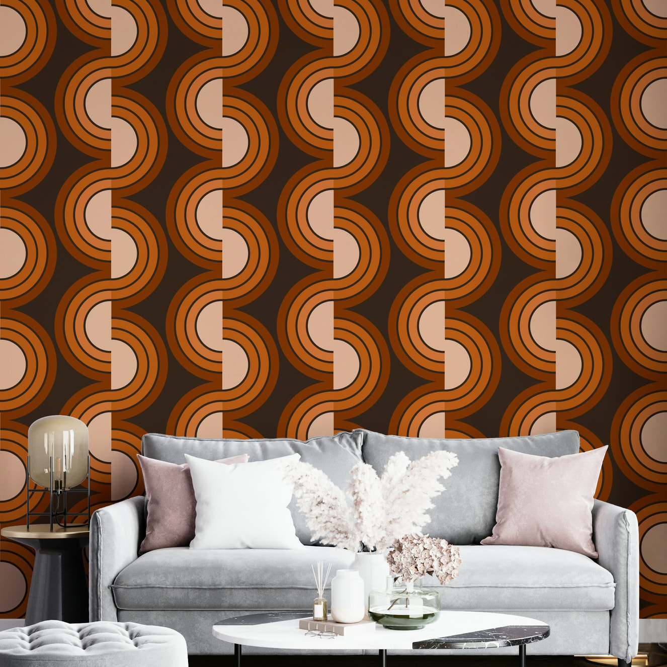 A vibrant groovy pattern wall mural for your decor.

